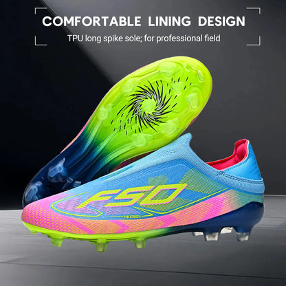 Anti-Slip AG/FG Soccer Boots, TPU Shock Absorption Sole, Durable PU Fabric Upper, Teen Boys and Girls Professional Field Sneakers