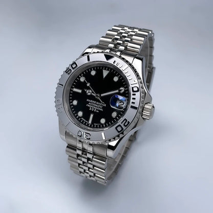 YM Style 40mm Mens Wristwatch, Bidirectional Rotate Bezel, Luminous Dial & Sapphire Crystal, Jubilee Bracelet for NH35 Movement