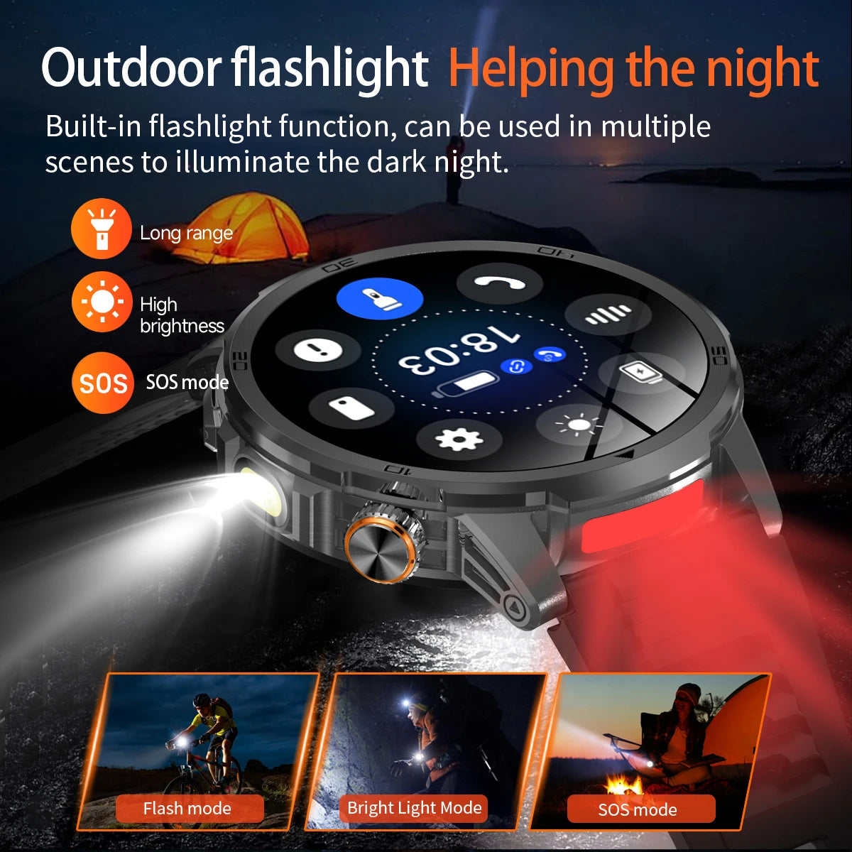 2026 New Military Outdoor Smart Watch 1.85‘’ AMOLED 1000mAh Large Battery 5ATM Waterproof Voice Call Sports Men Fitness Bracel