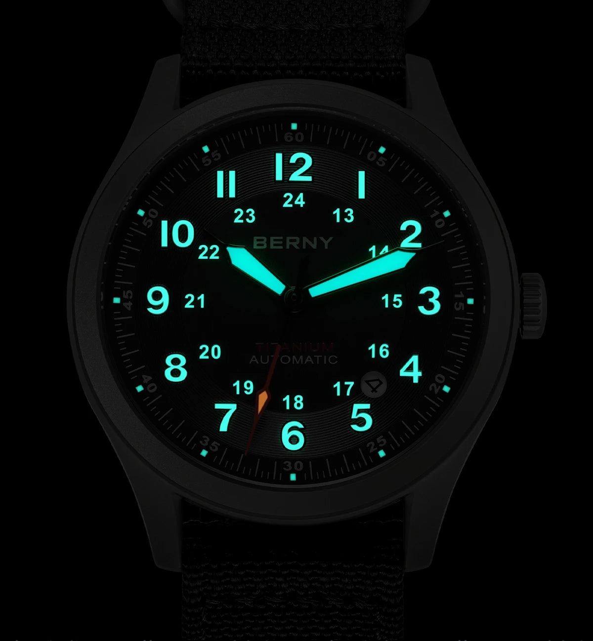 BERNY Titanium Automatic Men's Field Watches Date Sapphire Super Luminous Sports Easy Read Outdoor 10ATM Mechanical Watch