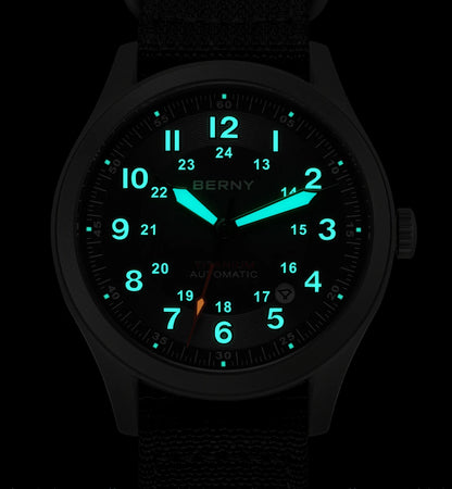 BERNY Titanium Automatic Men's Field Watches Date Sapphire Super Luminous Sports Easy Read Outdoor 10ATM Mechanical Watch