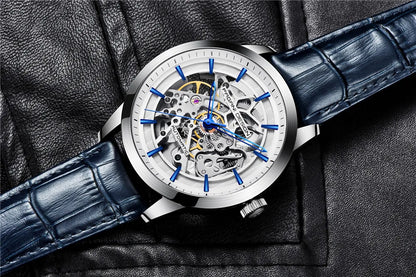 PAGANI DESIGN New Skeleton Men's Mechanical Watches Top Luxury Automatic Watch Men Blue Leather Waterproof Wrist watch Men