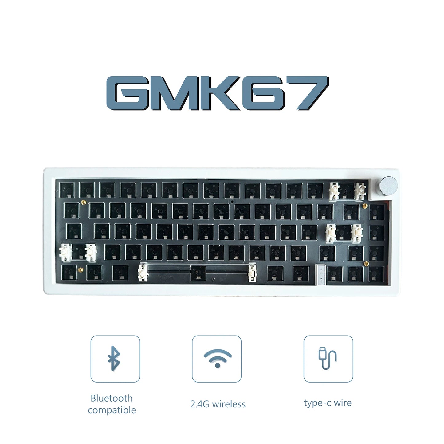 GMK67 Kit de teclado mecánico Bluetooth 5.0/2.4G inalámbrico/con cable con montaje gasket para gaming, kit de teclado personalizable