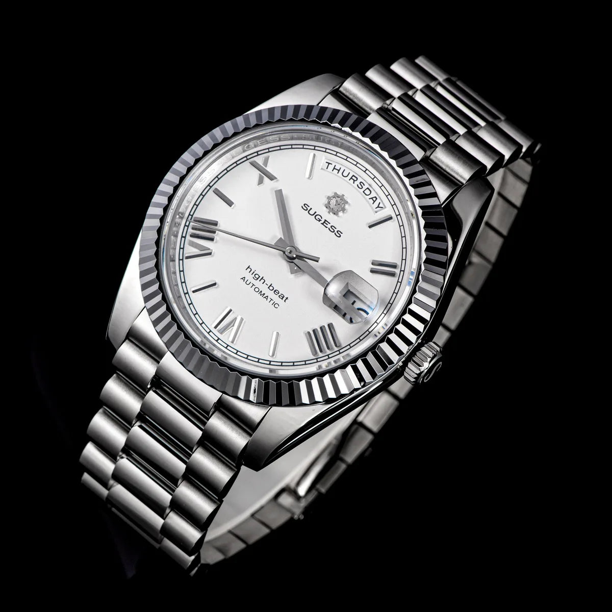 Sugess 40mm Men's Watches Automatic Date Mechanical Day Wristwatch Peacock SL3034 Movement Sapphire Waterproof Luxury Retro New