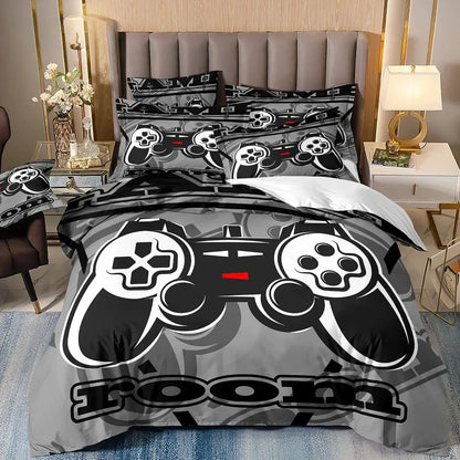 Set biancheria da letto gaming per bambino, copripiumino Queen ispirato ai videogiochi, copripiumino con design PlayStation per ragazzi e uomini giovani