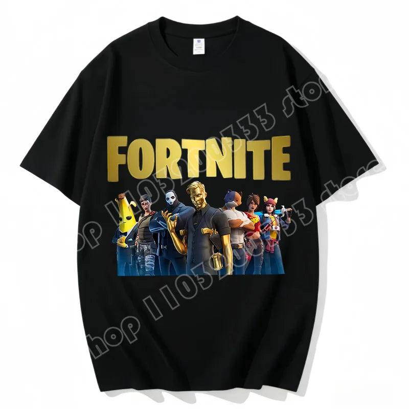 T-shirt Fortnite de gola redonda, unissexo para adulto, moda de dança do jogo, novo, em algodão puro, manga curta, perfeito para uso casual e férias
