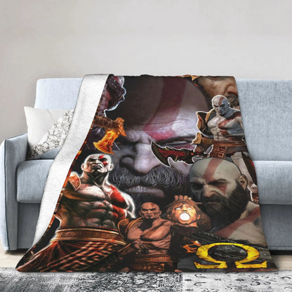 God of War Game Gamers Kratos Blanket Quality Super Soft  Throw Blanket Spring Decorative Couch Chair Sofa Bed Pattern Bedspread