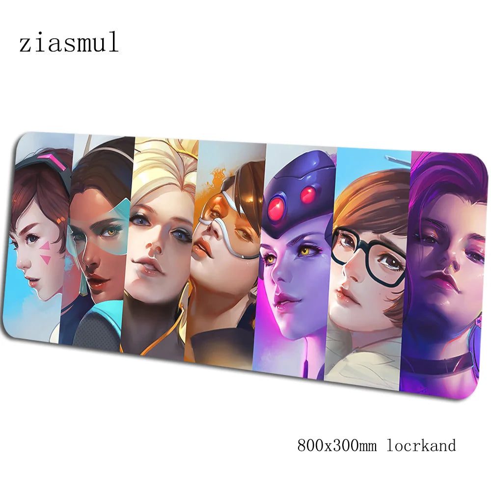Tapete de rato gamer Overwatch Aestheticism 800x300x3mm, tapete de rato para portátil gaming, mousepad Cartoon, tapete de secretária para PC