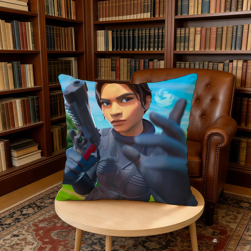 F-FORTNITE-ES Capa de almofada gaming para casa e escritório, presente de aniversário, macia e suave para a pele