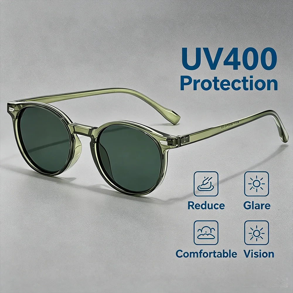 HBK Fashion Polarized Sunglasses Men Round TR90 Frame Fashion Sun Glasses Women Driving Sports UV400 Lunette De Soleil Homme