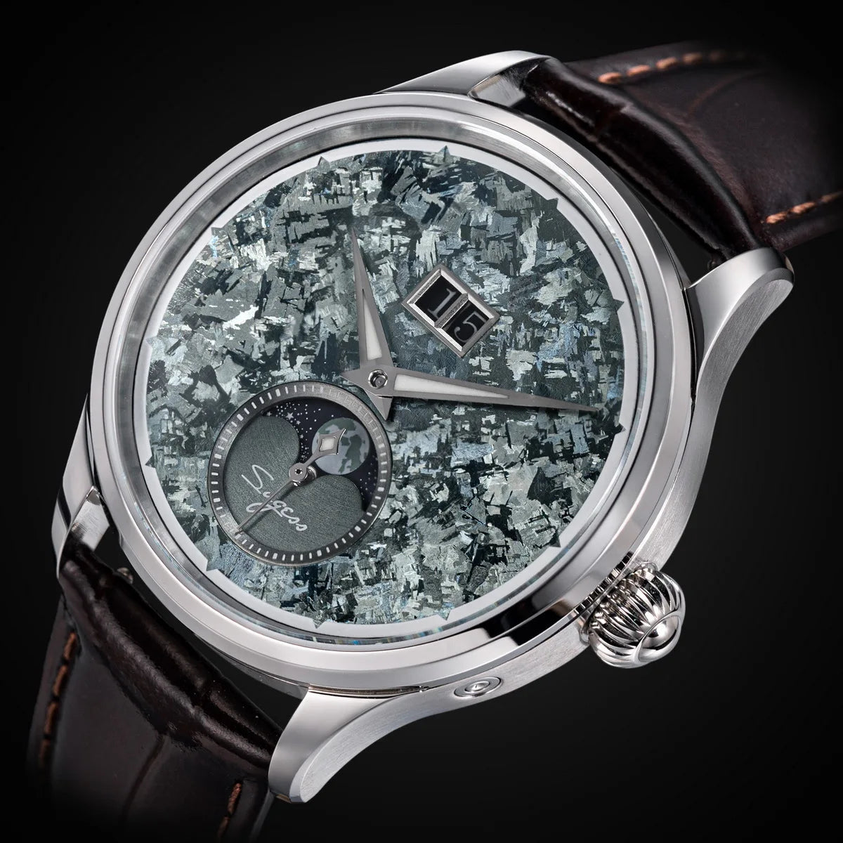 Automatic Man Watch Moon-Phase ST2528 Movement Waterproof Mechanical Wristwatches Sapphire Crystal Titanium Dials Clock S401 New