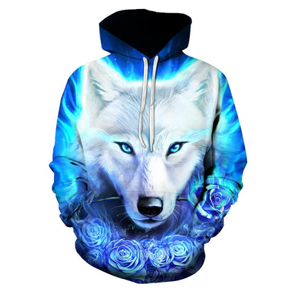 Felpe con cappuccio oversize 3D Animal Wolf da uomo e donna, moda casual, pullover hip hop Harajuku streetwear