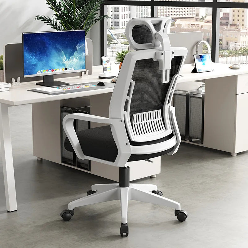 Sedia ergonomica da home office con schienale regolabile in altezza, girevole, supporto lombare, poggiatesta, sedia gaming