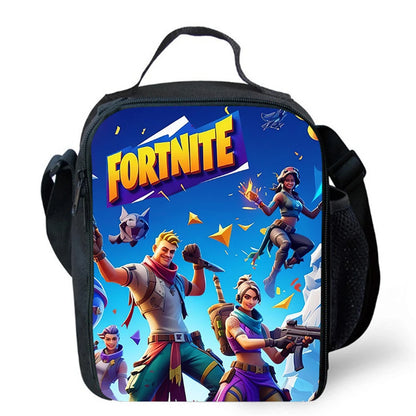 Cartoon FORTNITE Insulated Cooler Lunch Bag, Cute Portable Lightweight Picnic Bag for Boys & Girls Ages 5-10, Kids Daily Food Bag