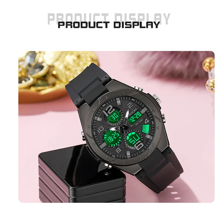 SANDA Top Brand New Lady Luxury Ms LED Digital Sport Watch Leisure Fashion Quartz Watch Women Girl Military 50M Waterproof Watch