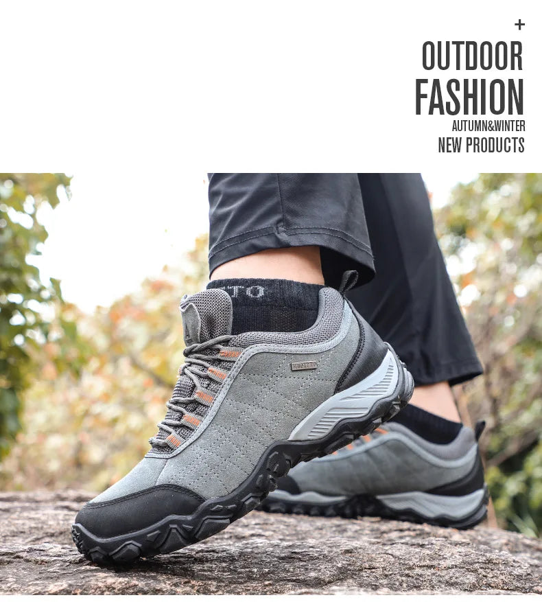 HUMTTO Hiking Shoes Men's Luxury Designer Winter Climbing Trekking Sneakers Leather Outdoor Sports Work Shoes 110282A