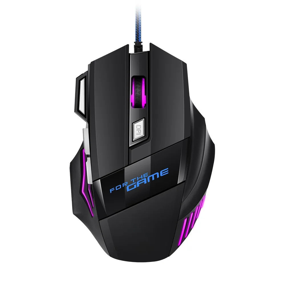1 rato gaming USB Hyperspeed novo para PC, retroiluminado RGB, rato gaming ergonómico 7D para esports, com fios, para portátil e PC gamer