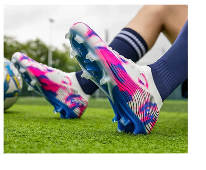 Nuevas zapatillas de fútbol para hombre, botas para césped exterior, tacos antideslizantes de alta calidad, caña alta y ligeras para niños, modelo superventas