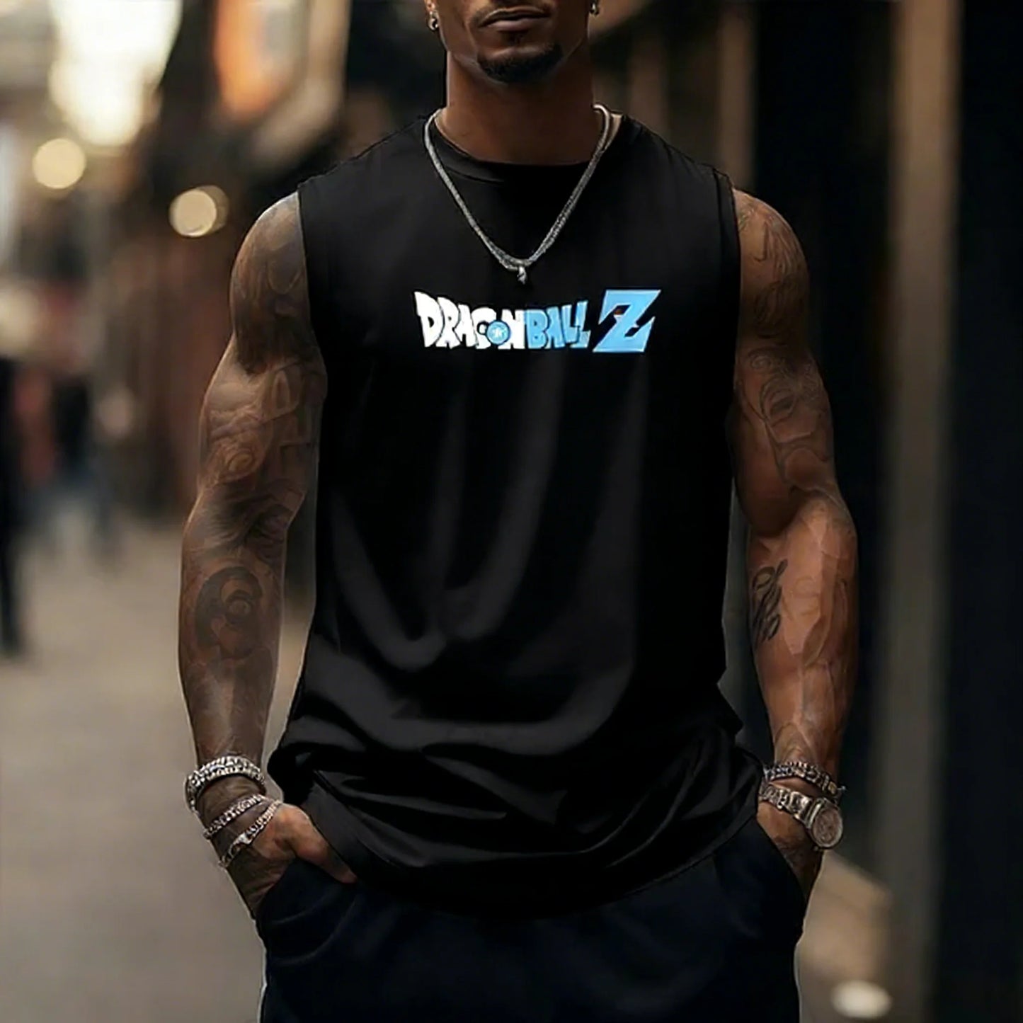 T-shirt de homem Dragon Ball Z Super Blue Vegeta, colete fitness retro americano, estilo Y2K Harajuku, nova coleção primavera e verão, para uso diário