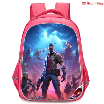 Mochila Fortnite Cartoon de 16 polegadas, unissexo, para rapazes e raparigas, com fechos duplos, grande capacidade e leve, para estudantes