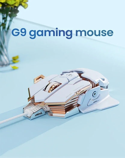 Rato Gaming com Fio Mecânico E-sports G5 RGB, 9 Botões, Programação Macro, Silencioso, 12800 DPI, para Computador de Secretária e Portátil