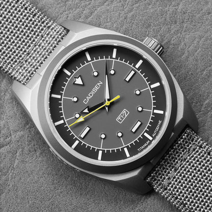 CADISEN TI-7 Autodyne Titanium steel Automatic Mechanical Canvas Wristwatch MIYOTA 8215 Luminous Sapphire Waterproof Man Watches