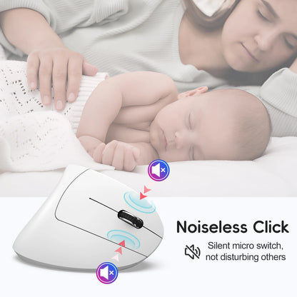 New Dual Mode Wireless Vertical Mouse Bluetooth 5.1 Silent Ergonomic 6 Buttons Type‑C 2400DPI Anti‑Mouse Hand for Office Laptop