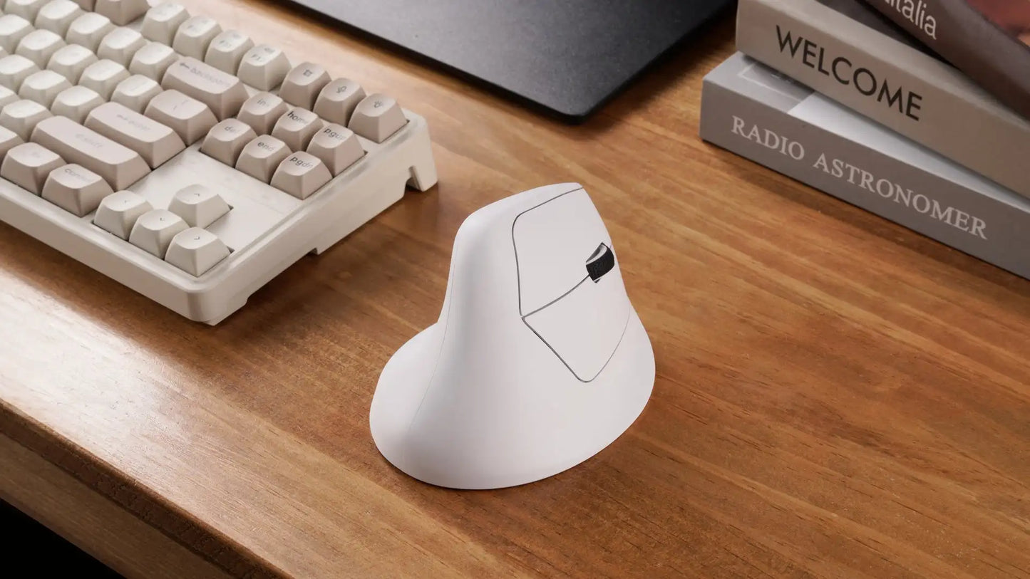 Rato Ergonómico Sem Fios Keychron M5 Ótico com Taxa de Polling 8K, 2.4GHz e Bluetooth, USB Type-C, Sensor 3950