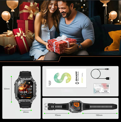 2026 TANK New 1400mAh Military GPS Smart Watch Men 2.01" AMOLED Screen 10ATM Waterproof Clock SOS Call Flashlight Smartwatch iOS