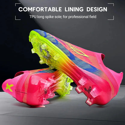 Anti-Slip AG/FG Soccer Boots, TPU Shock Absorption Sole, Durable PU Fabric Upper, Teen Boys and Girls Professional Field Sneakers