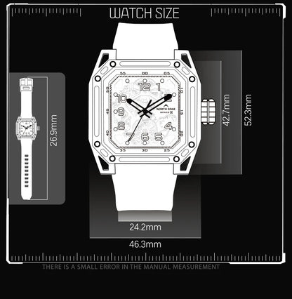 NORTH EDGE Men's Mechanical Watches Stainless Steel Skeleton Automatic Watch For Men Waterproof 100M Seagull's Movement Space X