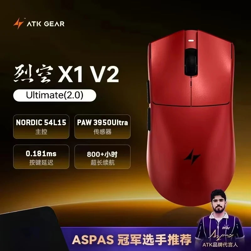 Mouse gaming wireless ATK Blazing Sky X1/X1V2 8K a bassa latenza, leggero per FPS, Liekong E-sports, accessori PC personalizzati