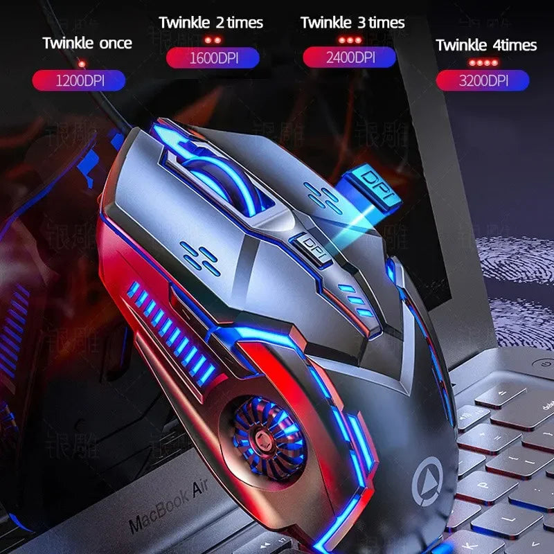 Ratón gaming con cable G5 Mute, seis teclas, iluminación luminosa, para e-sports, accesorio informático, ratón gaming para portátil y ordenador de sobremesa