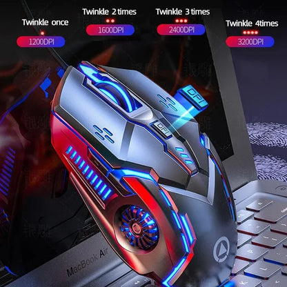 Ratón gaming con cable G5 Mute, seis teclas, iluminación luminosa, para e-sports, accesorio informático, ratón gaming para portátil y ordenador de sobremesa