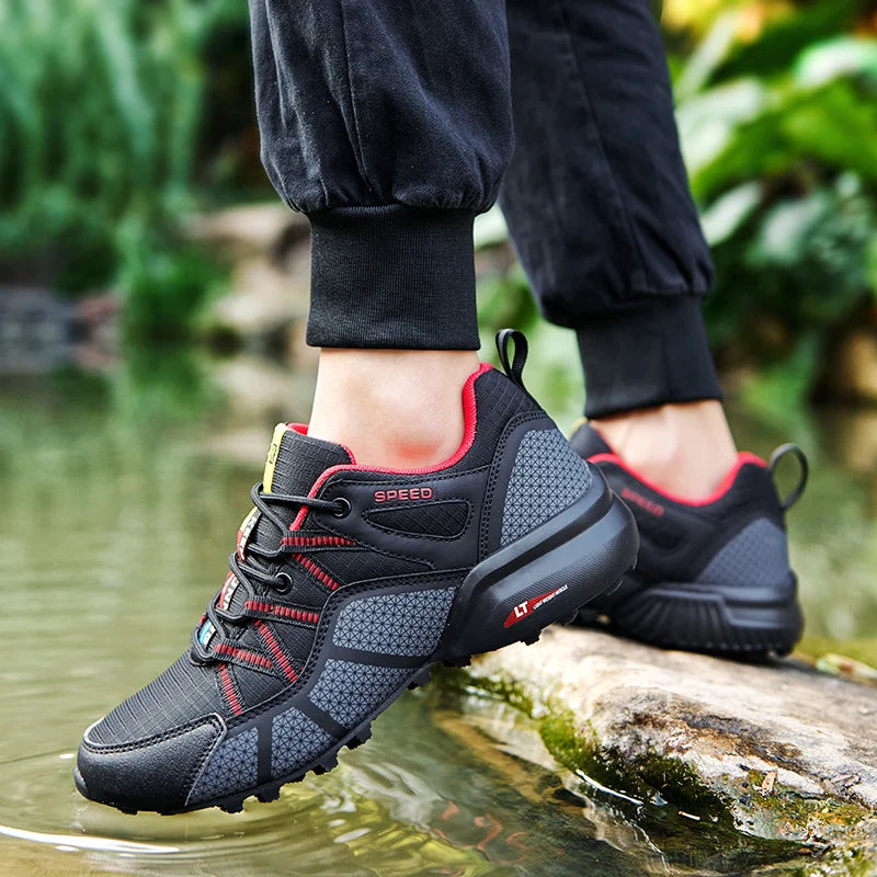 Sapatos de Caminhada para Homem Todo-o-Terreno, Calçado Desportivo Outdoor em Malha Respirável, Antiderrapante e Resistente ao Desgaste, Sapatos de Caminhada e Ciclismo Outdoor