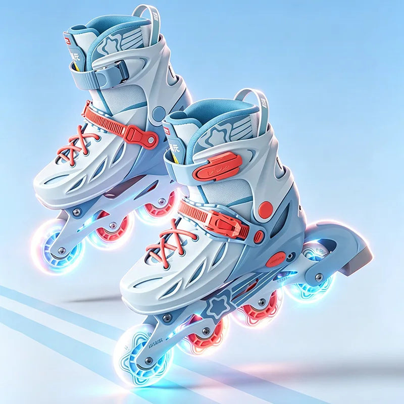Inline Skates Boy Black Adjustable Size Pink Girl Children Sports Rollerblades High Speed New LED Light-Up Professional