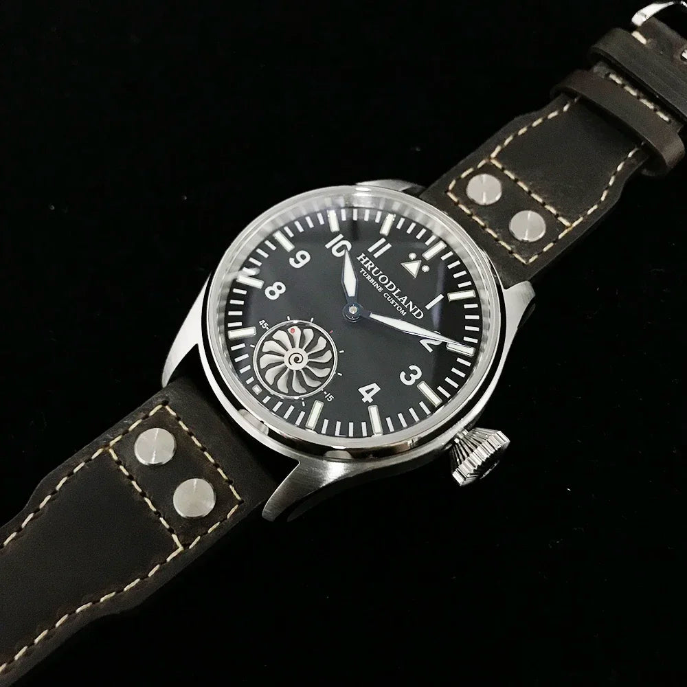 Hruodland 2025 Neue mechanische Herrenuhr Seagull ST3620 Retro-Pilot 43MM BGW-9 Leuchtend Saphirglas Turbine Reloj Hombre