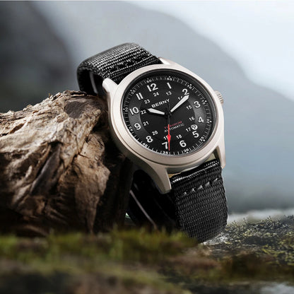 BERNY Automatic Full Titanium Watches for Men Sapphire Super Luminous Mechanical Field Watch Date 10ATM Sports Easy Read