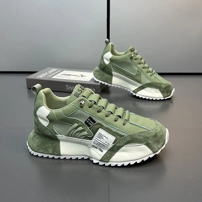 Men's Casual Sports Four Seasons Moccasins Trendy Designer Personality Lace-Up Leather Sneakers Comfortable Breathable