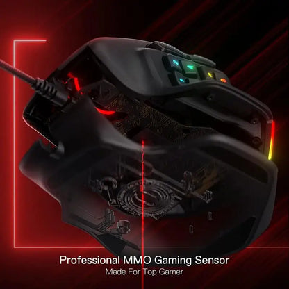 Redragon M811 Aatrox MMO Gaming Mouse, 15 Programmable Buttons Wired RGB Gamer Mouse with Ergonomic Natural Grip Build