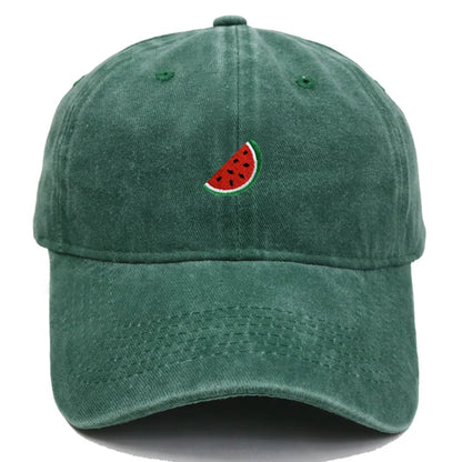 Printed Watermelon Baseball Cap Men's Washed Soft Top Retro Dad Hats Women's Casual Versatile Fashion Trend Duck Tongue Caps