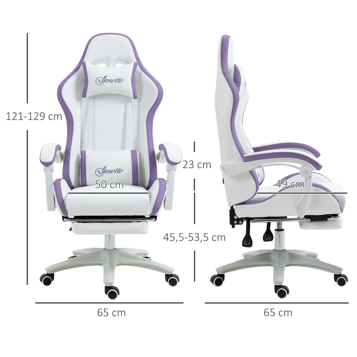 Vinsetto Gaming Chair PU Leather Gamer Chair with Footrest, Reclining 135° Ergonomic Gaming Chair with Headrest & Lumbar Support