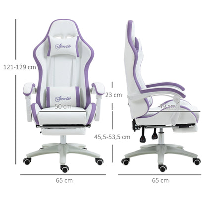 Vinsetto Gaming Chair PU Leather Gamer Chair with Footrest, Reclining 135° Ergonomic Gaming Chair with Headrest & Lumbar Support