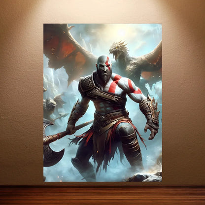 Kratos Poster God of War Game Poster Classic Video Games Poster Canvas Wall Painting Game Room Wall Decor Room Wall Ar