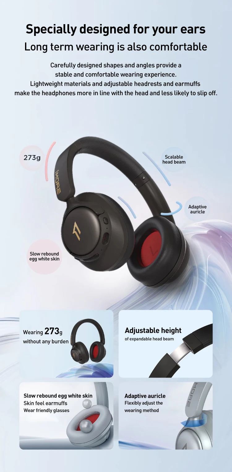 1MORE SonoFlow S Wireless Bluetooth Noise Cancelling Headphones 42dB ANC Hi-Res Audio 90H Battery Life Over-Ear Headset