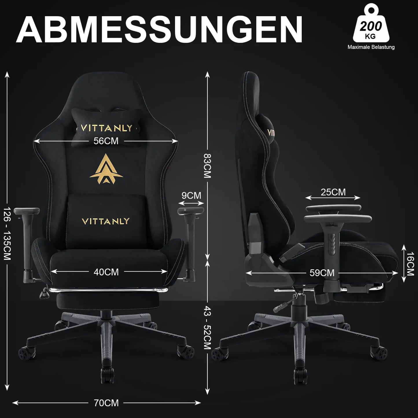 Kitinjoy High Quality Gaming Chair with Footrest, Ergonomic Adjustable Computer Chair, Comfortable Office Chair with Footrest Support for Gaming & Work