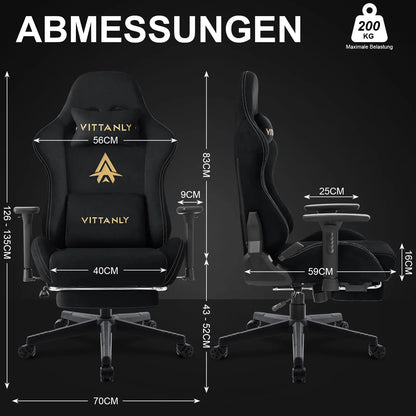 Kitinjoy High Quality Gaming Chair with Footrest, Ergonomic Adjustable Computer Chair, Comfortable Office Chair with Footrest Support for Gaming & Work