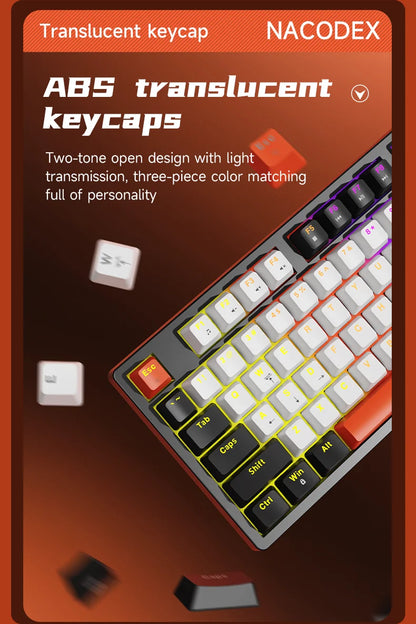 AJAZZ NK98 Wired Mechanical Keyboard: Full-Key Hot-Swap, 98-Key Layout for Precise Performance; Wired, Stable Control, Multi-System Compatibility; Windows Vista/XP/7/8/10/17, Mac: Wired connection for stable control and low latency