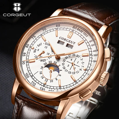 Custom Logo Diy Automatic Mechanical Watches For Man Business Multification Date Day Month Year 316L Mechanical Men's Watches