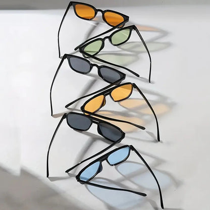 6-Piece Set Fashionable Unisex Sunglasses Square Retro Polygons Women's Black Vintage Stylish Men's And Women's Sunglasses